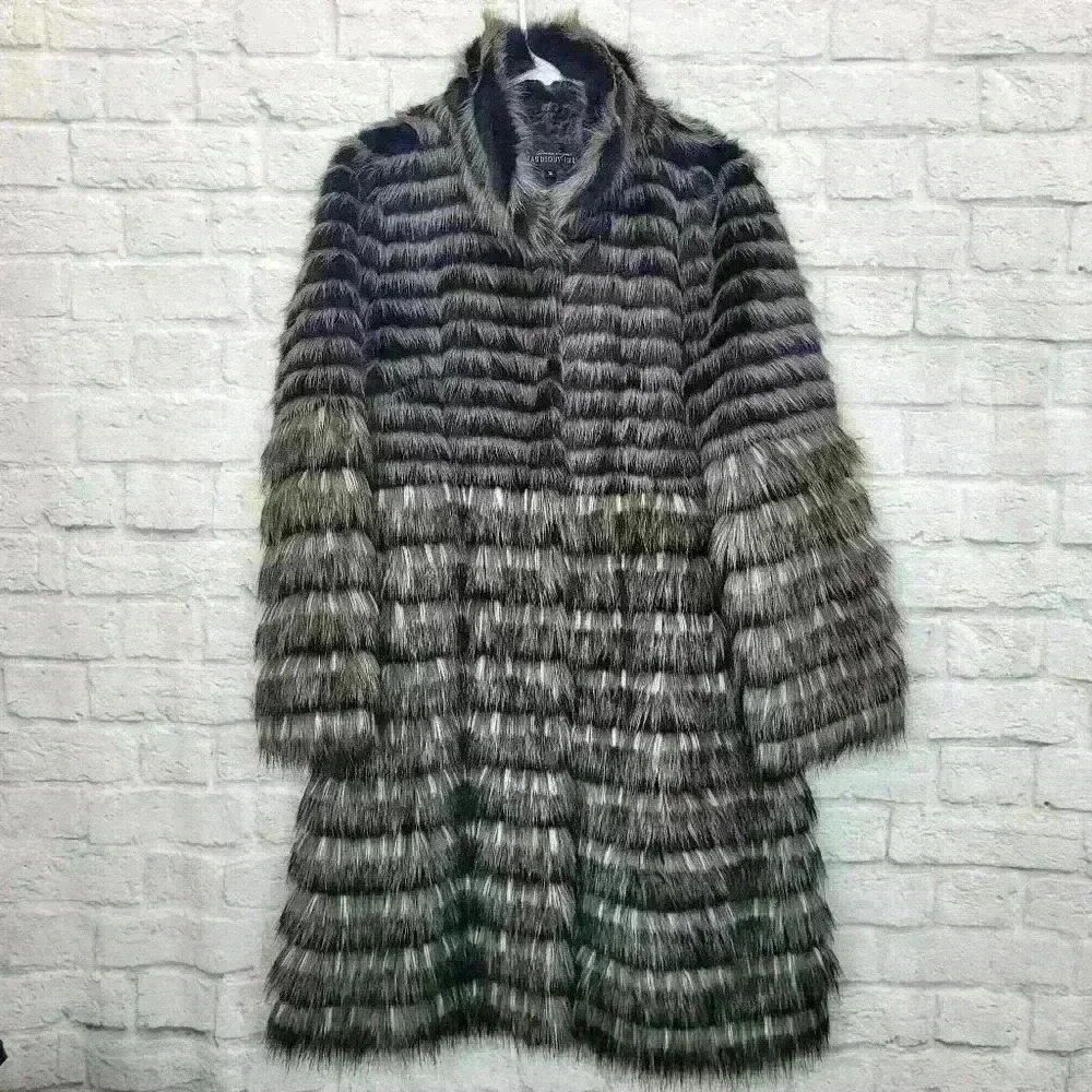 DONNA SALYERS FABULOUS FURS FAUX MINK FUR COAT Sz Small - Picture 3 of 11